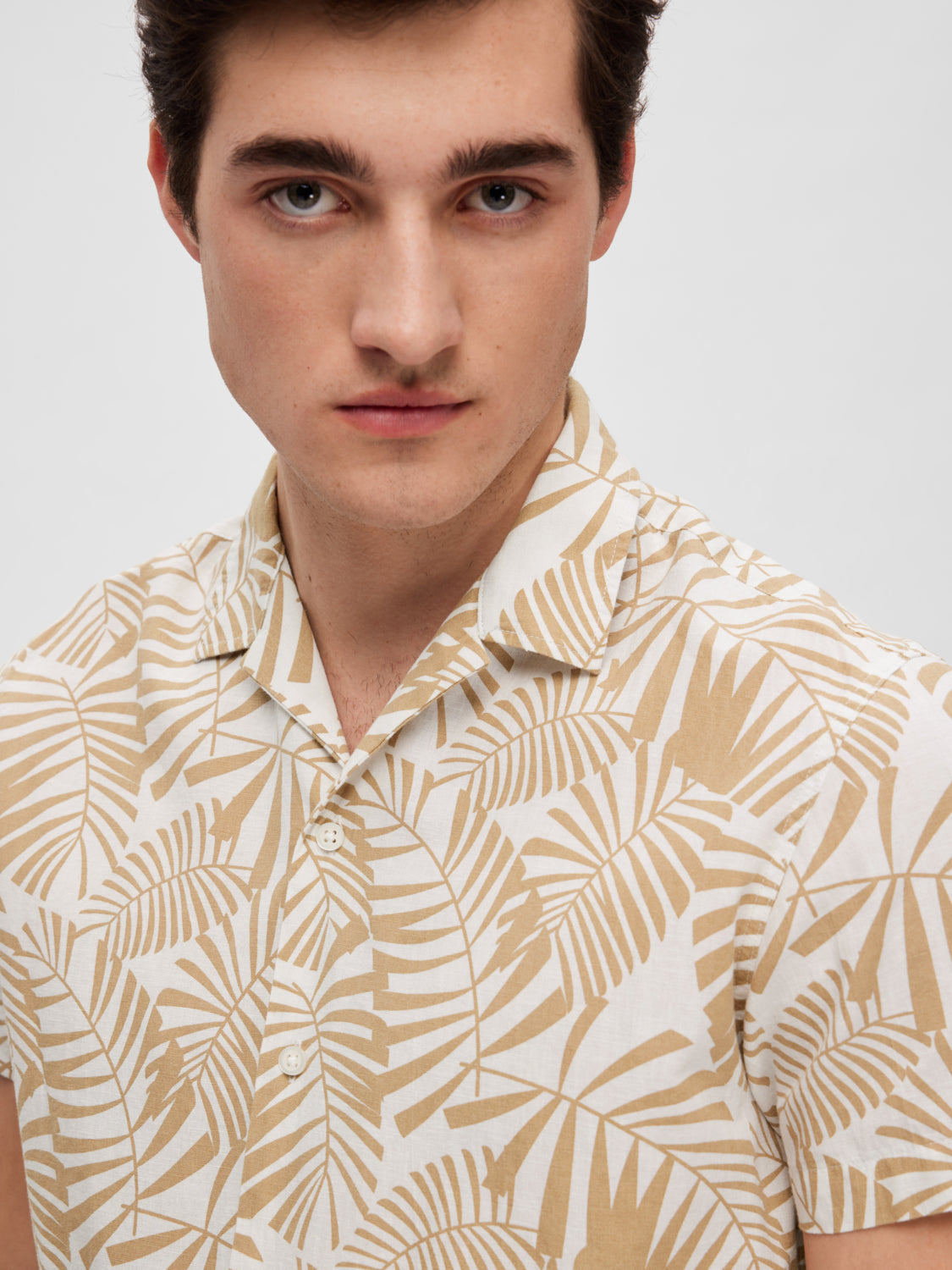 Lin kortarm Skjorte - Mønstret/ White